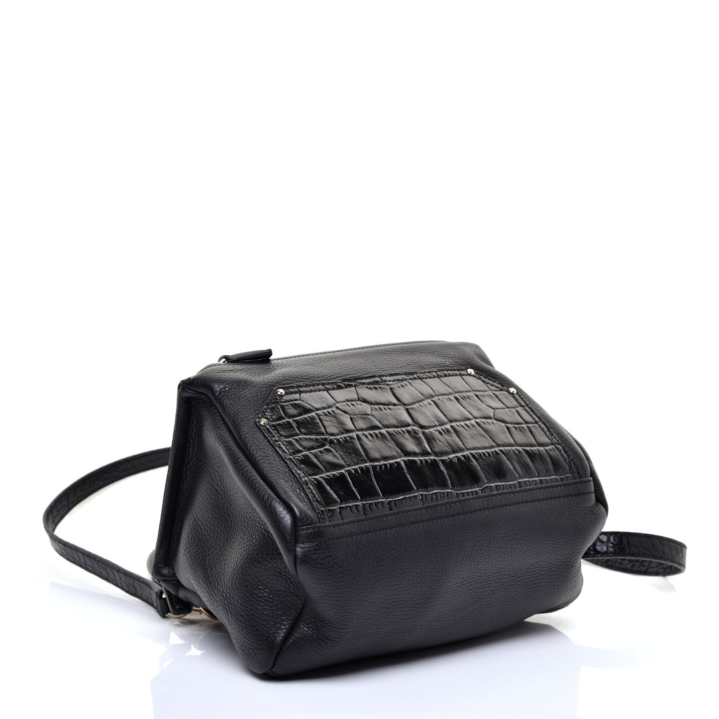 Calfskin Crocodile Embossed Small Pandora Black