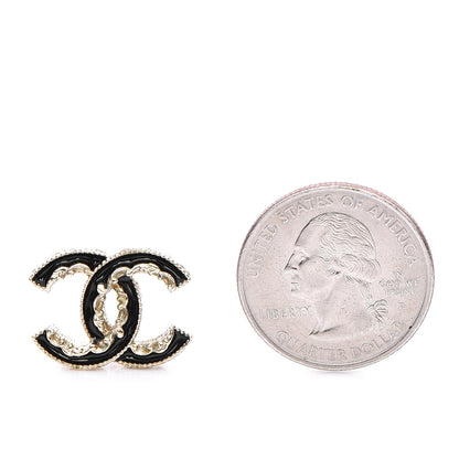 Chanel Enamel CC Baroque Earrings Black Gold 2 of 8
