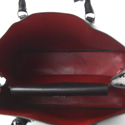 Prada Saffiano Cuir Medium Double Handle Tote Black Fuoco 6 of 11