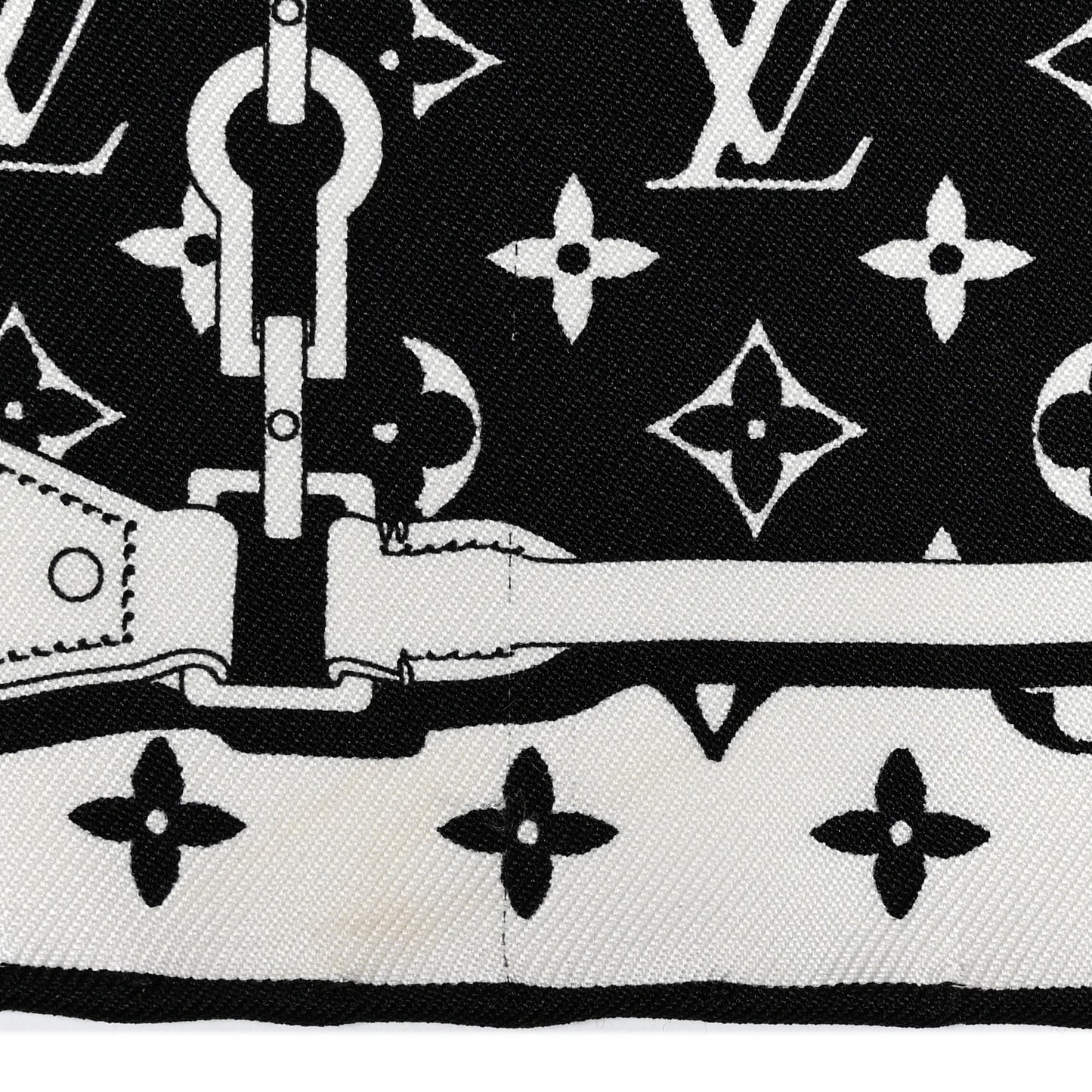 Silk Monogram Confidential Square Scarf Black White
