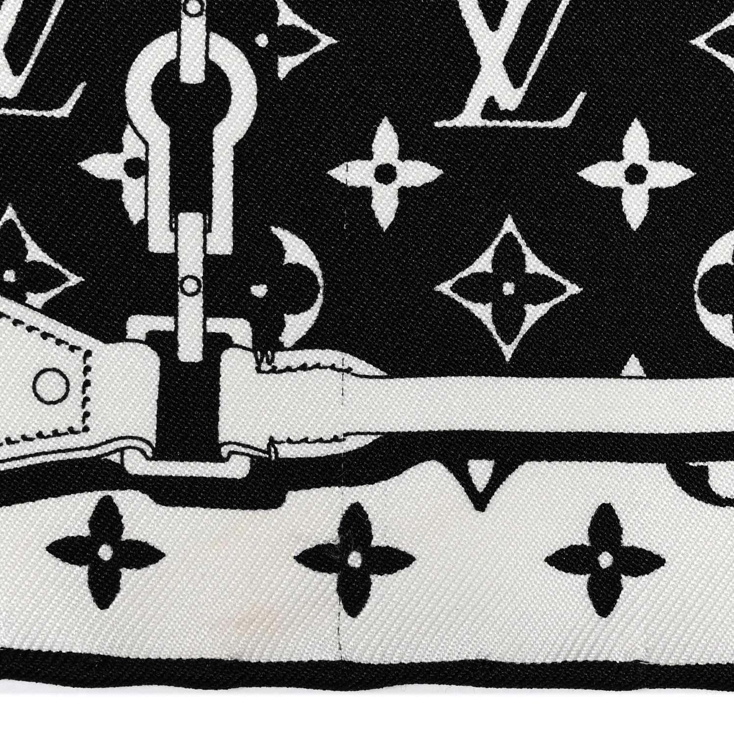 Louis Vuitton Silk Monogram Confidential Square Scarf Black White 5 of 6