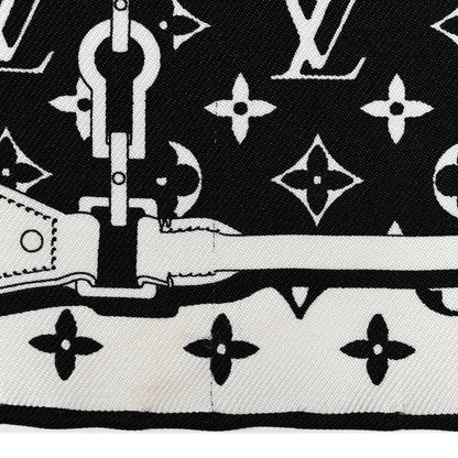 Louis Vuitton Silk Monogram Confidential Square Scarf Black White 5 of 6