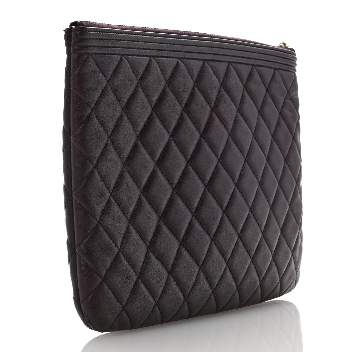 Lambskin Quilted Medium Boy Cosmetic Case Purple