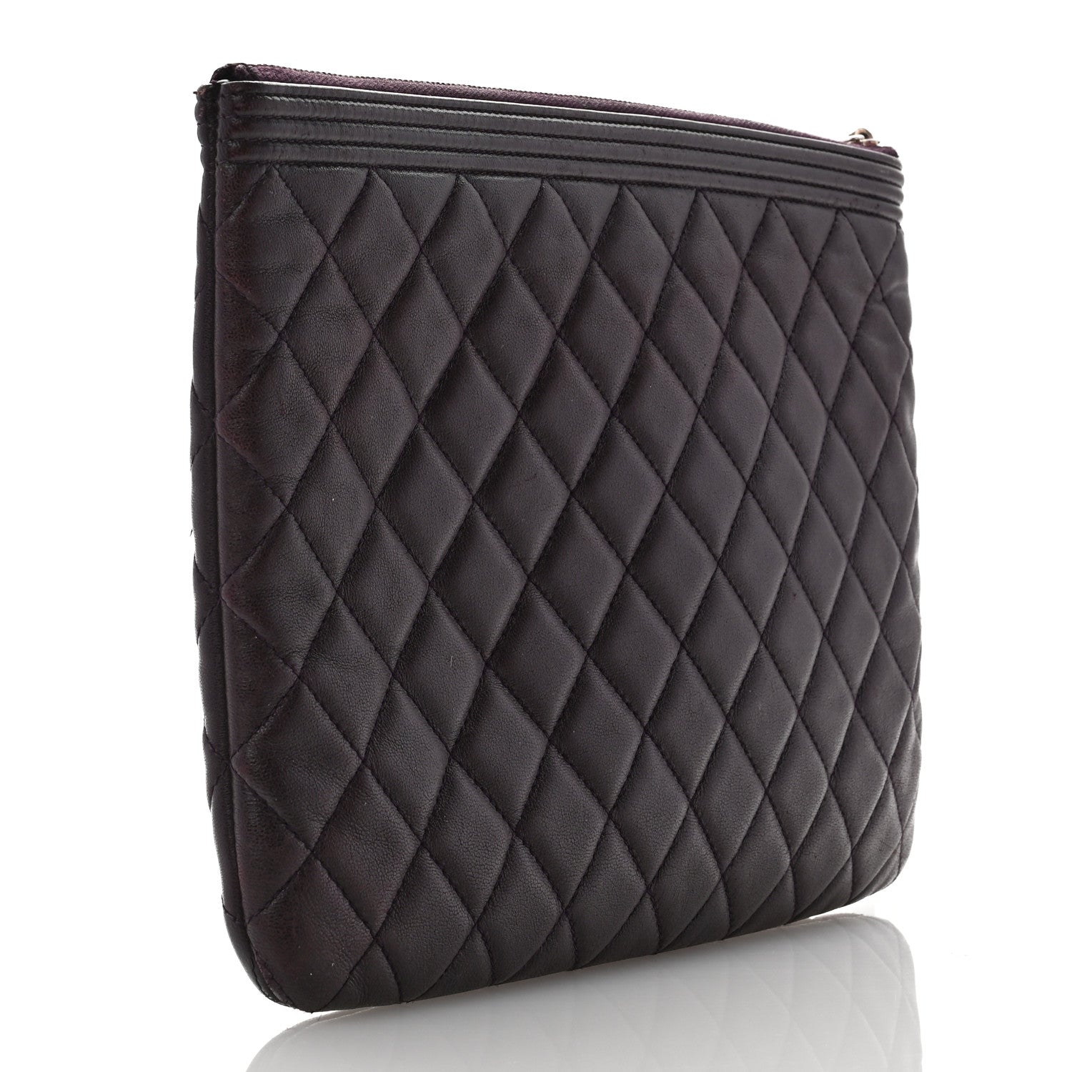 Chanel Lambskin Quilted Medium Boy Cosmetic Case Purple 3 of 8