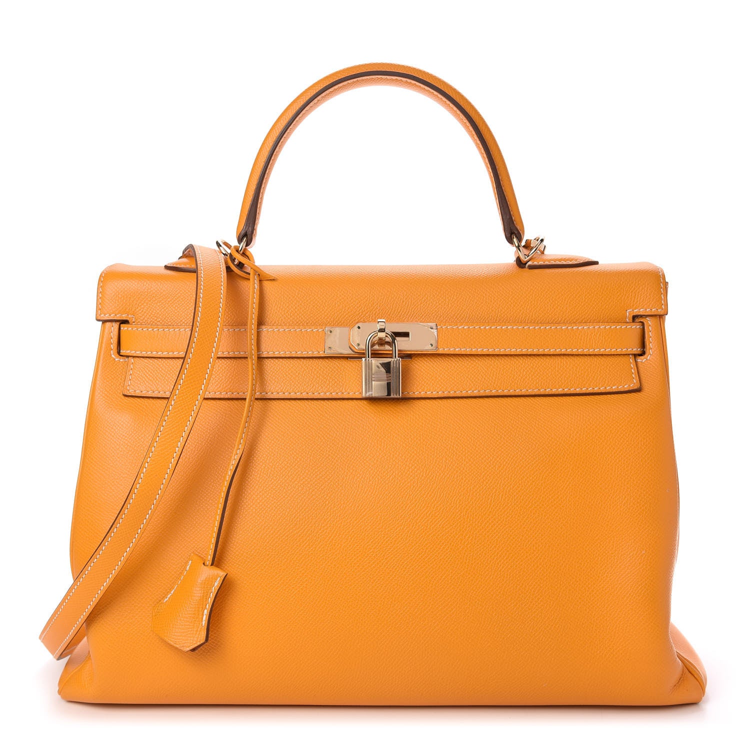 Hermes Epsom Candy Kelly Retourne 35 Jaune D'Or Feu 1 of 11