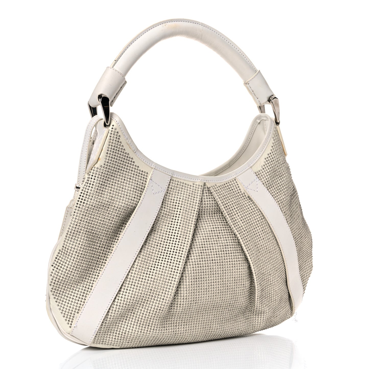 Calfskin Studded Hobo White