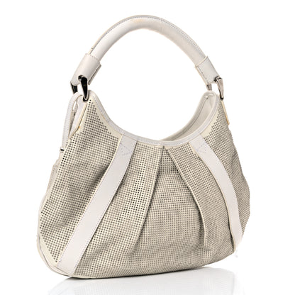 Burberry Calfskin Studded Hobo White 3 of 34
