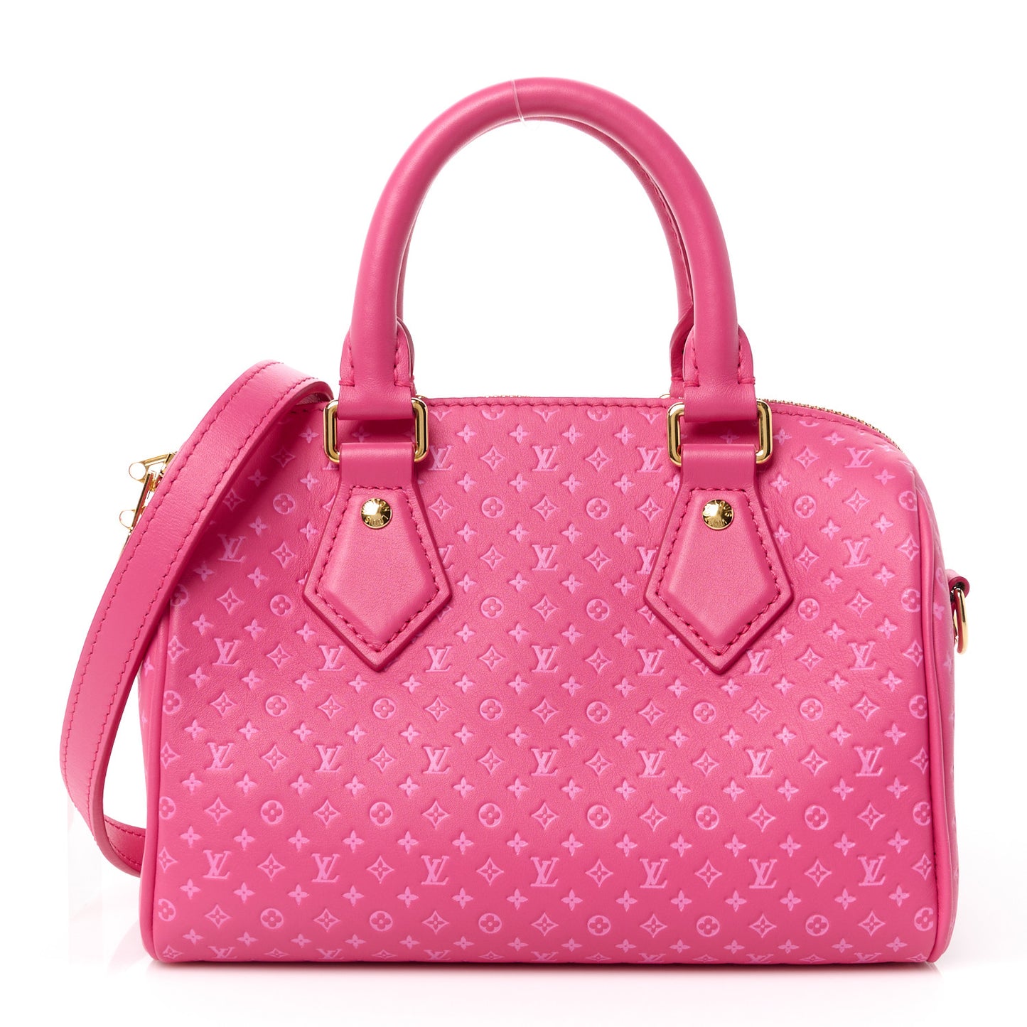 Calfskin Nanogram Embossed Speedy Bandouliere 20 Rose