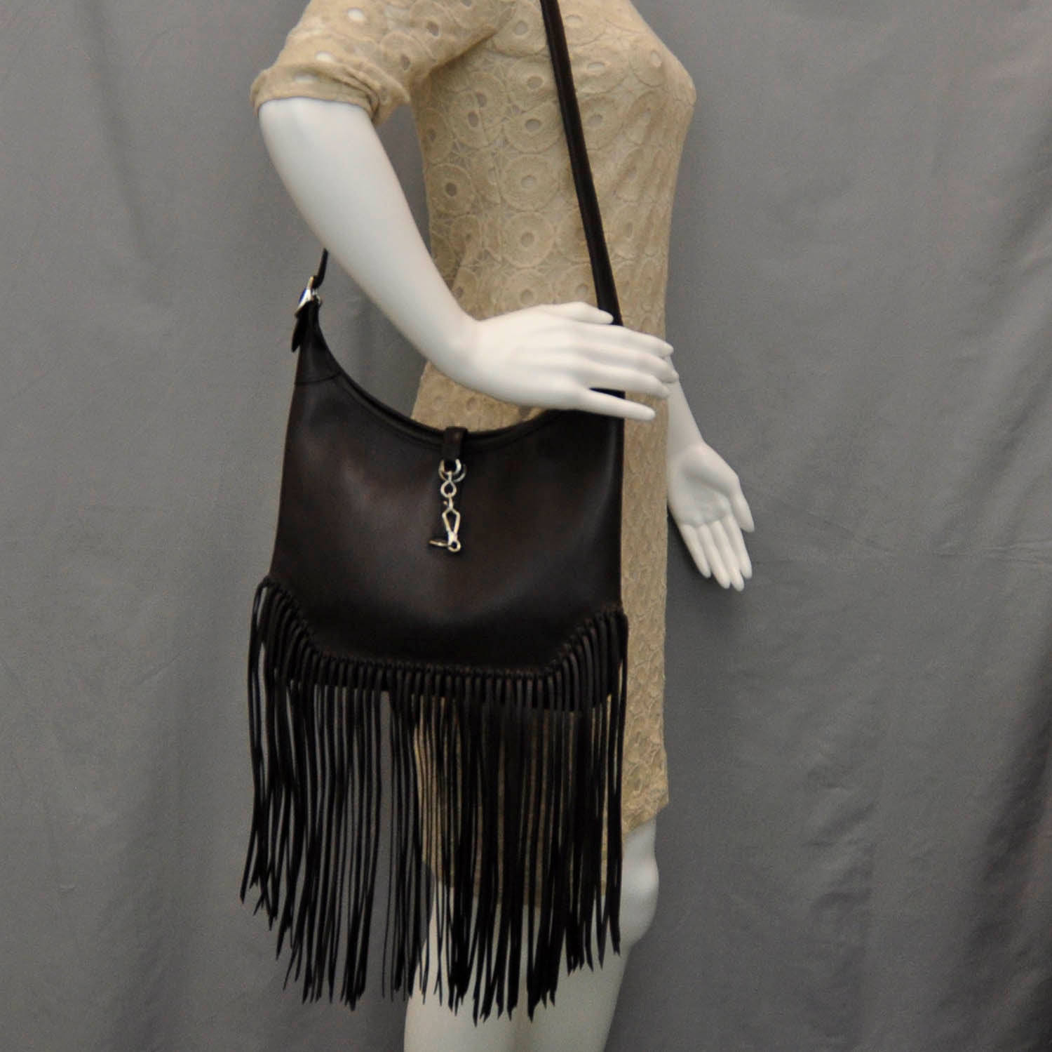 Hermes Sac Trim Anate Fringe Satchel Chocolate 2 of 8