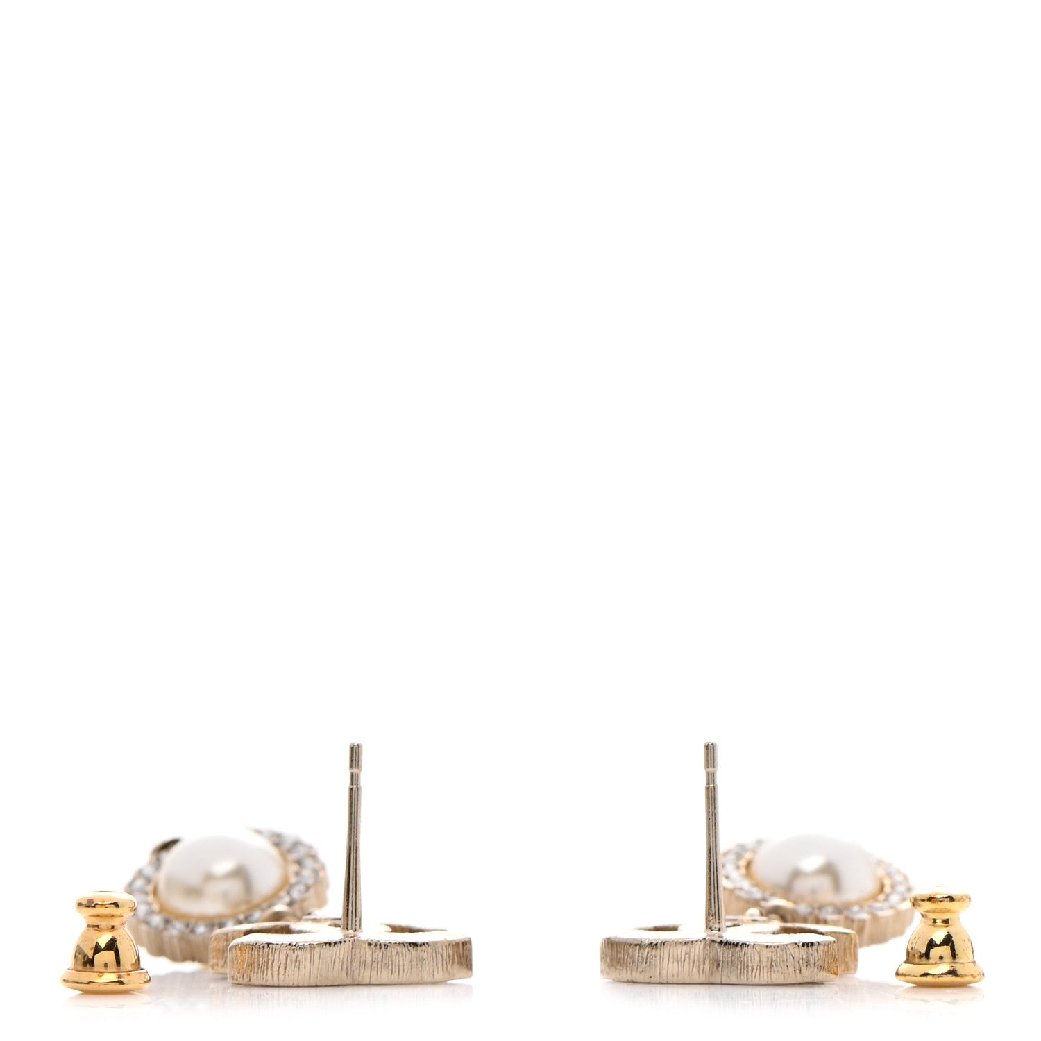 Chanel Crystal Pearl CC Lace Camellia Earrings Gold 4 of 5