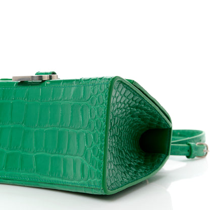 Balenciaga Shiny Calfskin Crocodile Embossed Small Hourglass Top Handle Bag Leaf Green 11 of 15