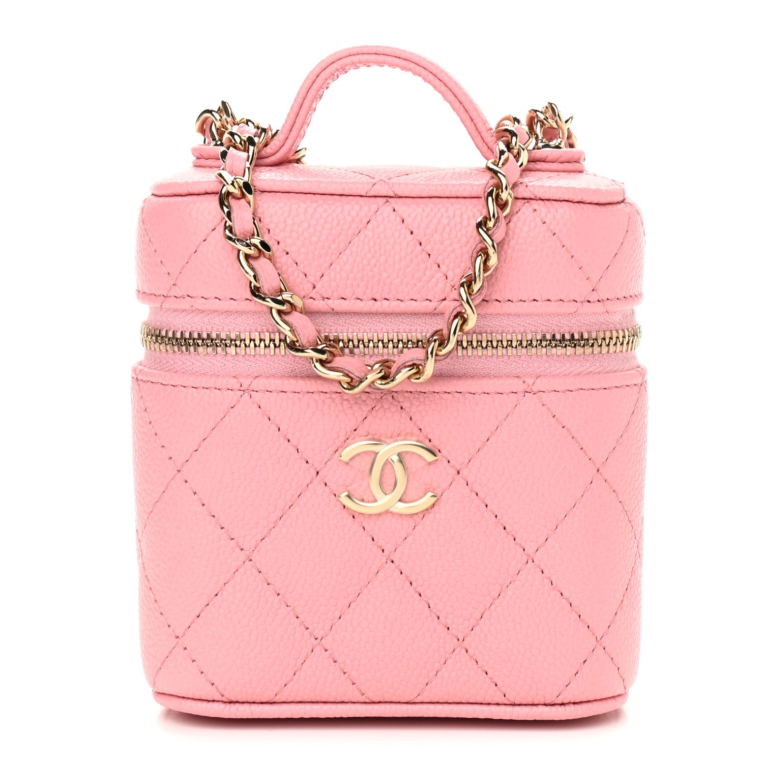 Chanel Caviar Quilted Small Handle With Care Vanity Case With Chain Pink 1 of 9