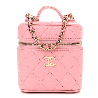 Chanel Caviar Quilted Small Handle With Care Vanity Case With Chain Pink 1 of 9