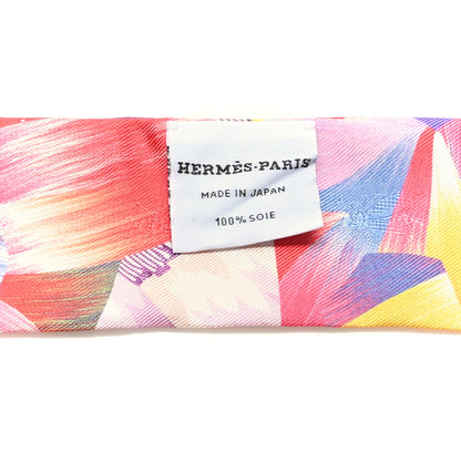 Hermes Silk All Over Marble Silk Twilly Rose Multicolor Ocre 4 of 4