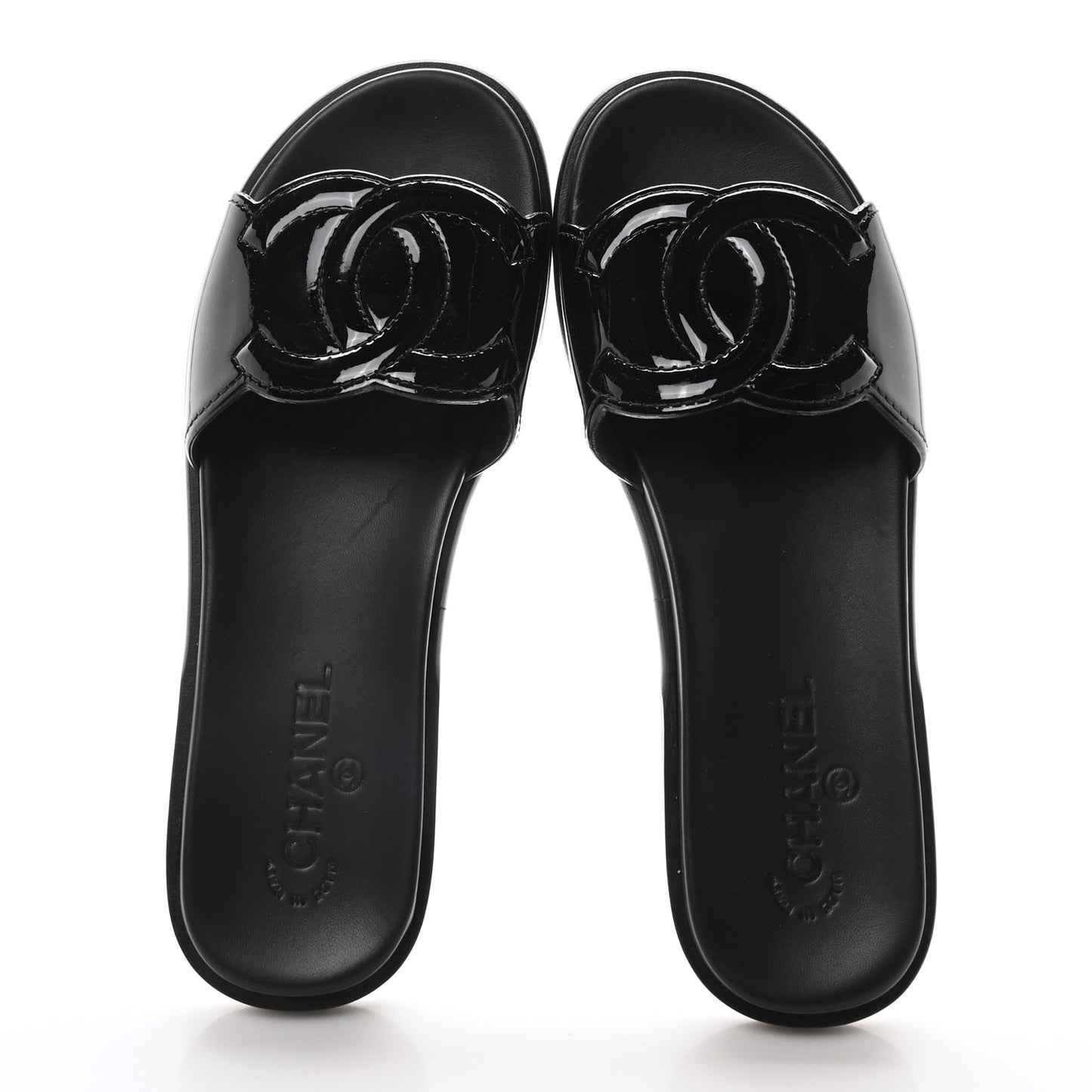 Mesh Patent Calfskin CC Mules 40.5 Black