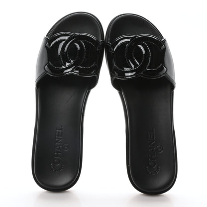 Chanel Mesh Patent Calfskin CC Mules 40.5 Black 2 of 9