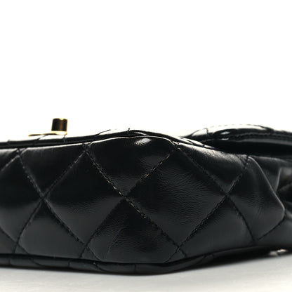 Chanel Shiny Lambskin Quilted Golden Links Top Handle Flap Black 10 of 12