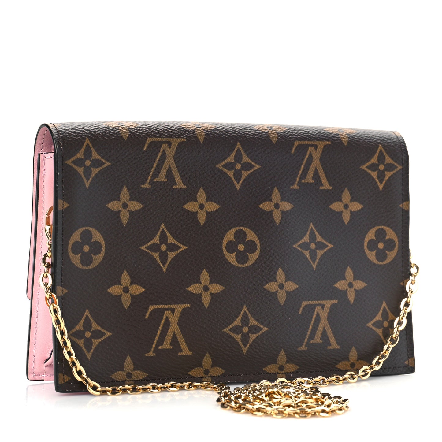 Monogram Flore Chain Wallet Rose Ballerine