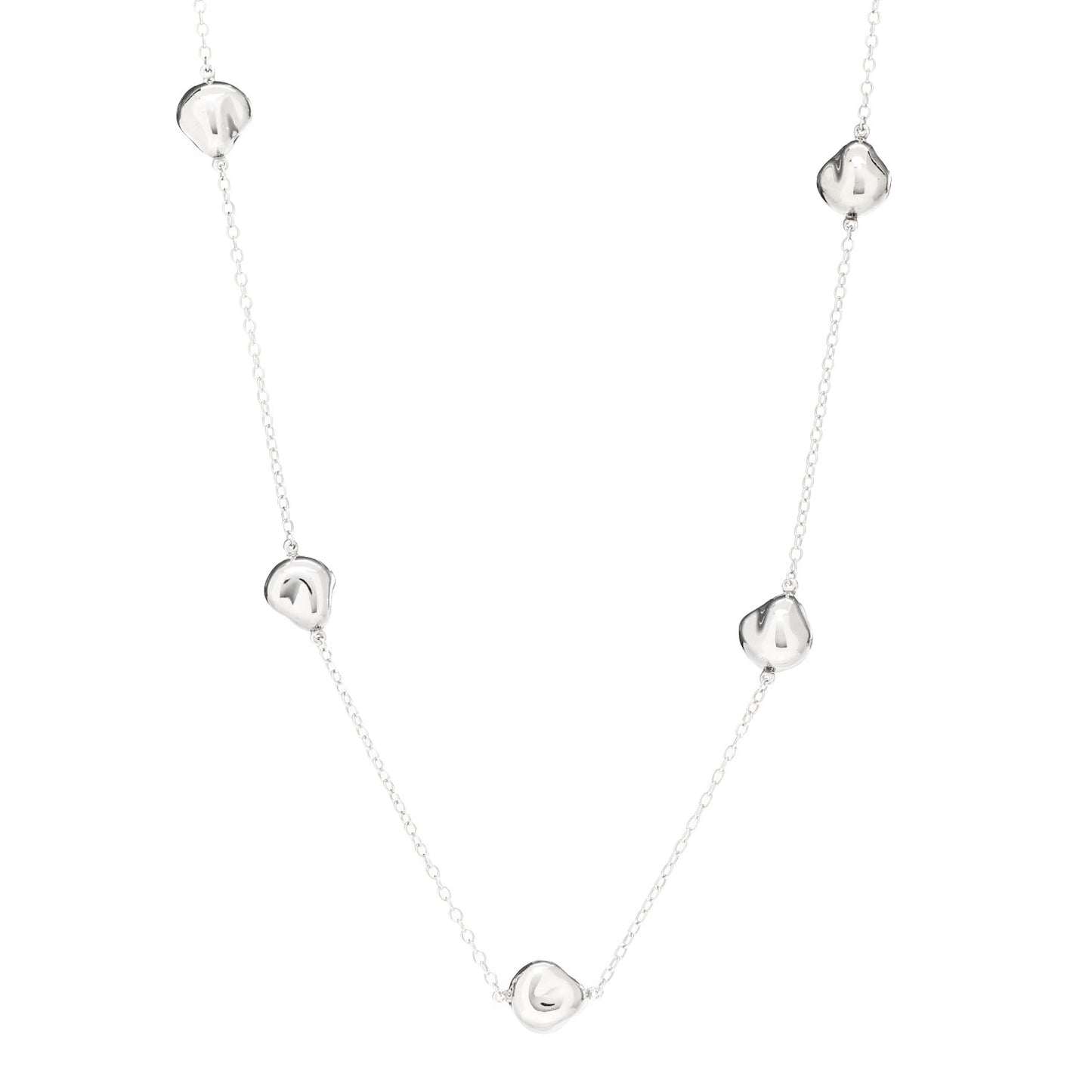 Sterling Silver 10mm Elsa Peretti Nugget Station Necklace