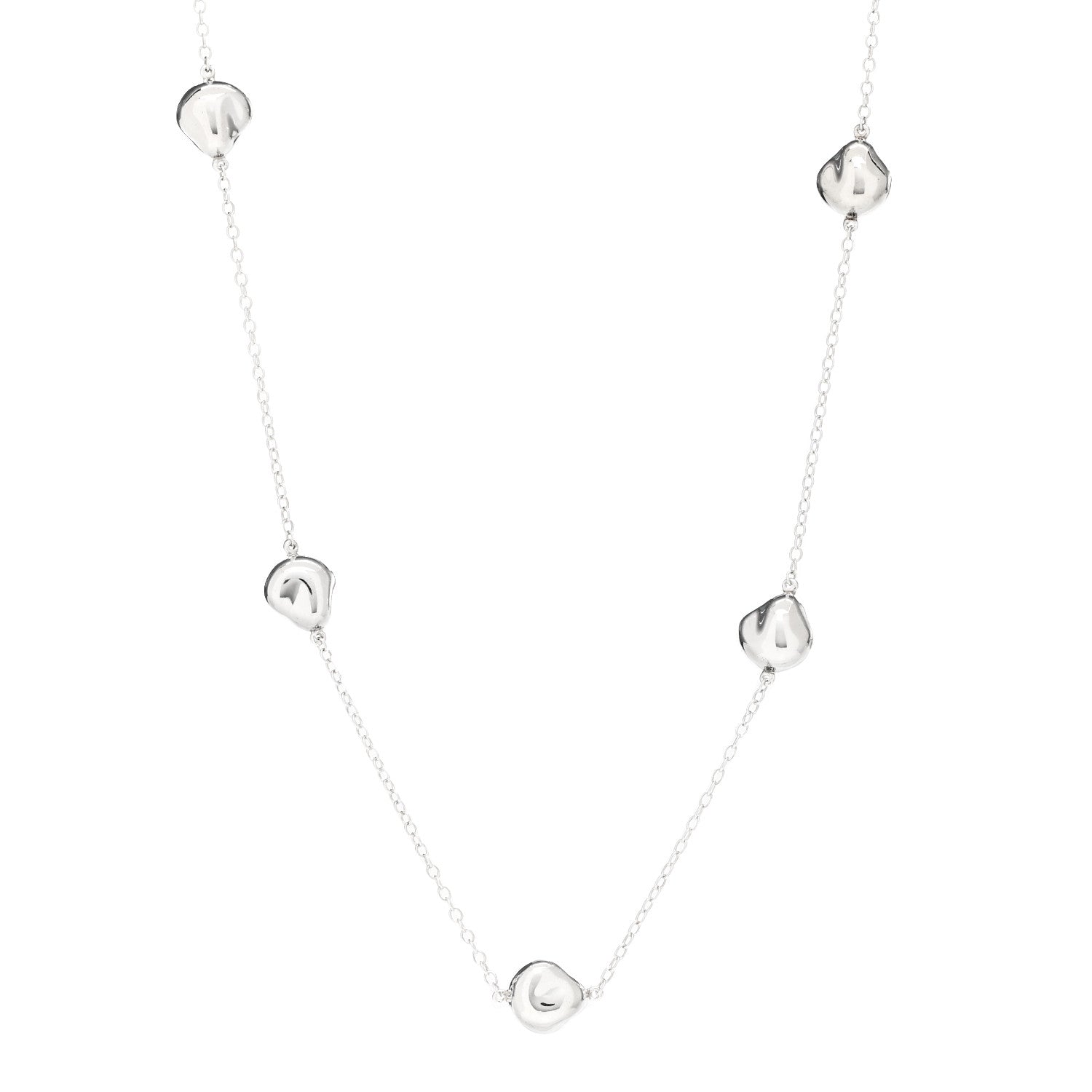 Tiffany Sterling Silver 10mm Elsa Peretti Nugget Station Necklace 1 of 5