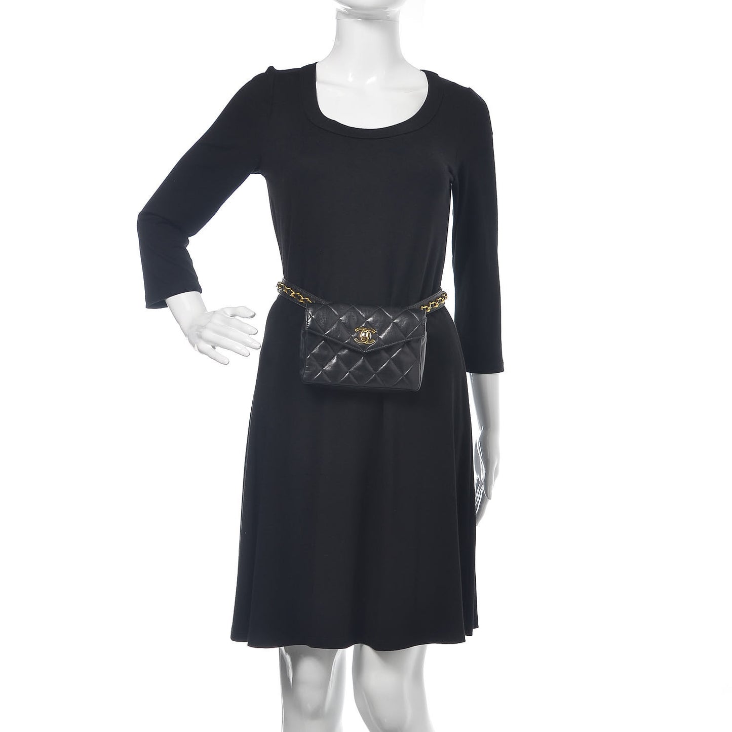 Lambskin Quilted Flap Waist Belt Bag Black