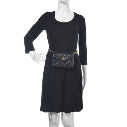 Chanel Lambskin Quilted Flap Waist Belt Bag Black 2 of 15