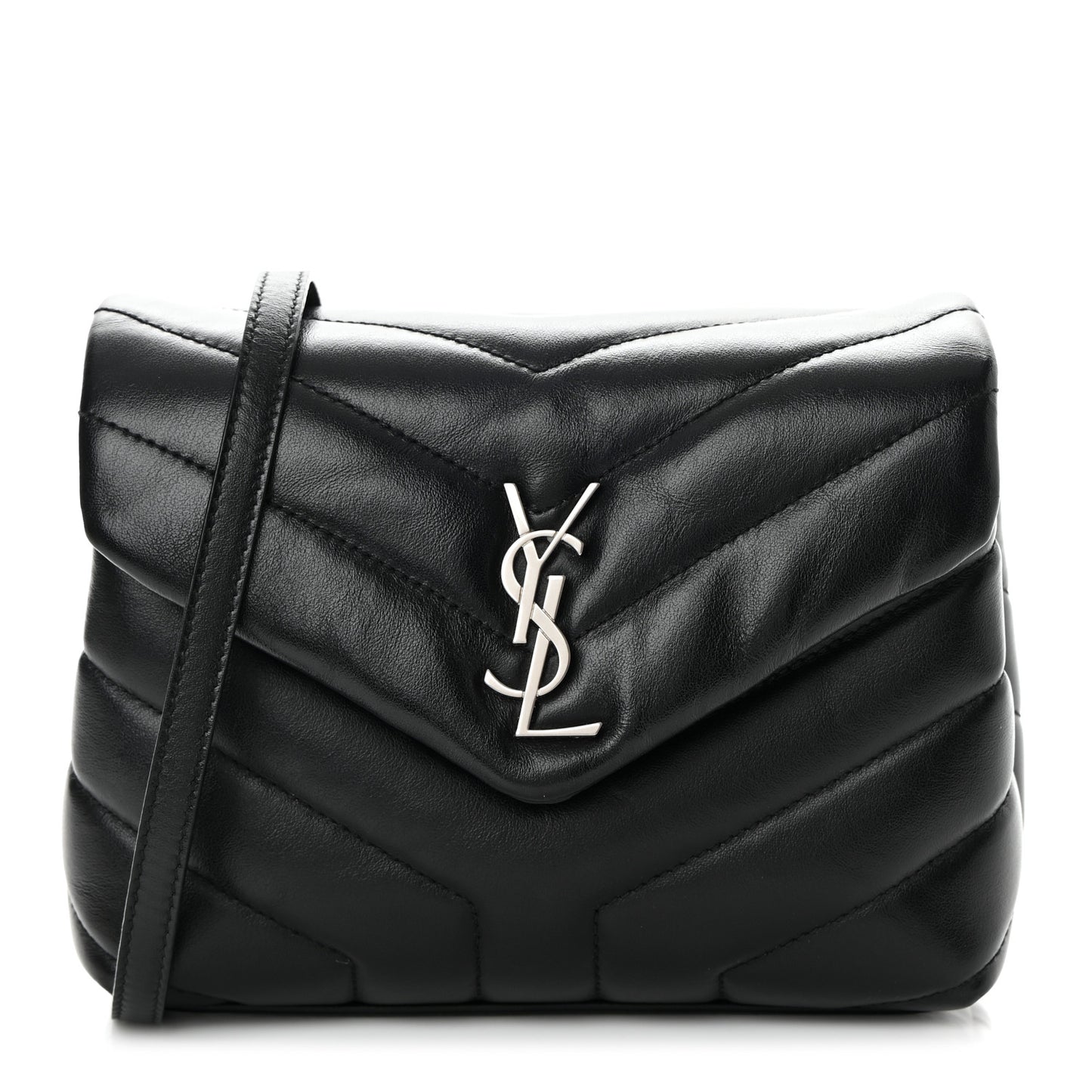 Calfskin Y Quilted Monogram Toy Loulou Crossbody Bag Black