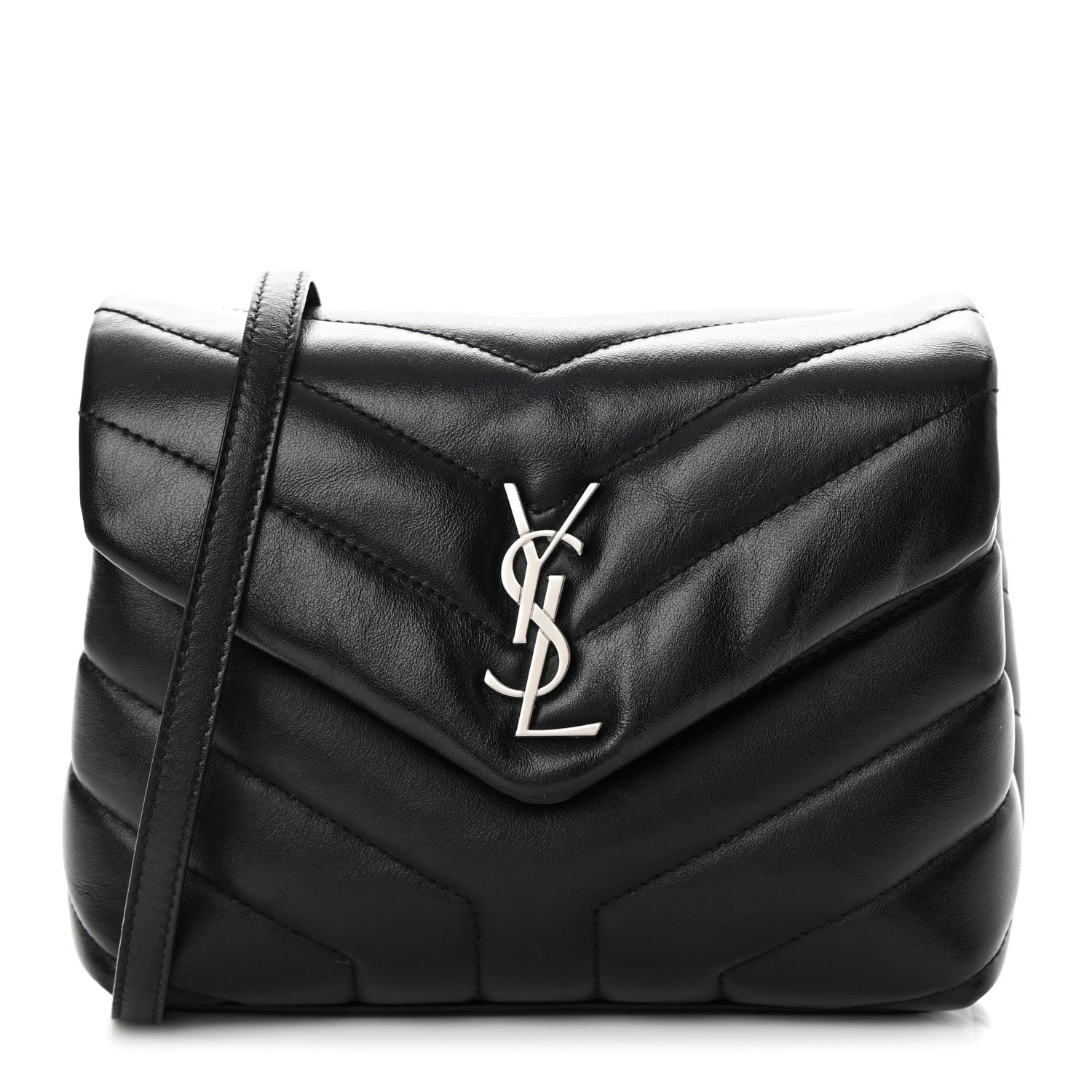 Saint Laurent Calfskin Y Quilted Monogram Toy Loulou Crossbody Bag Black 1 of 14
