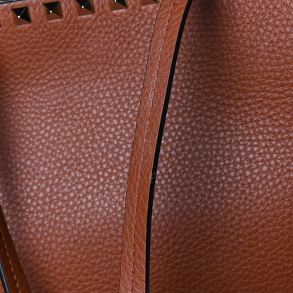 Valentino Garavani Grained Calfskin Rockstud Shoulder Tote Bright Cognac 13 of 14