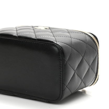 Chanel Lambskin Quilted Small Top Handle Vanity Case With Chain Black 10 of 10