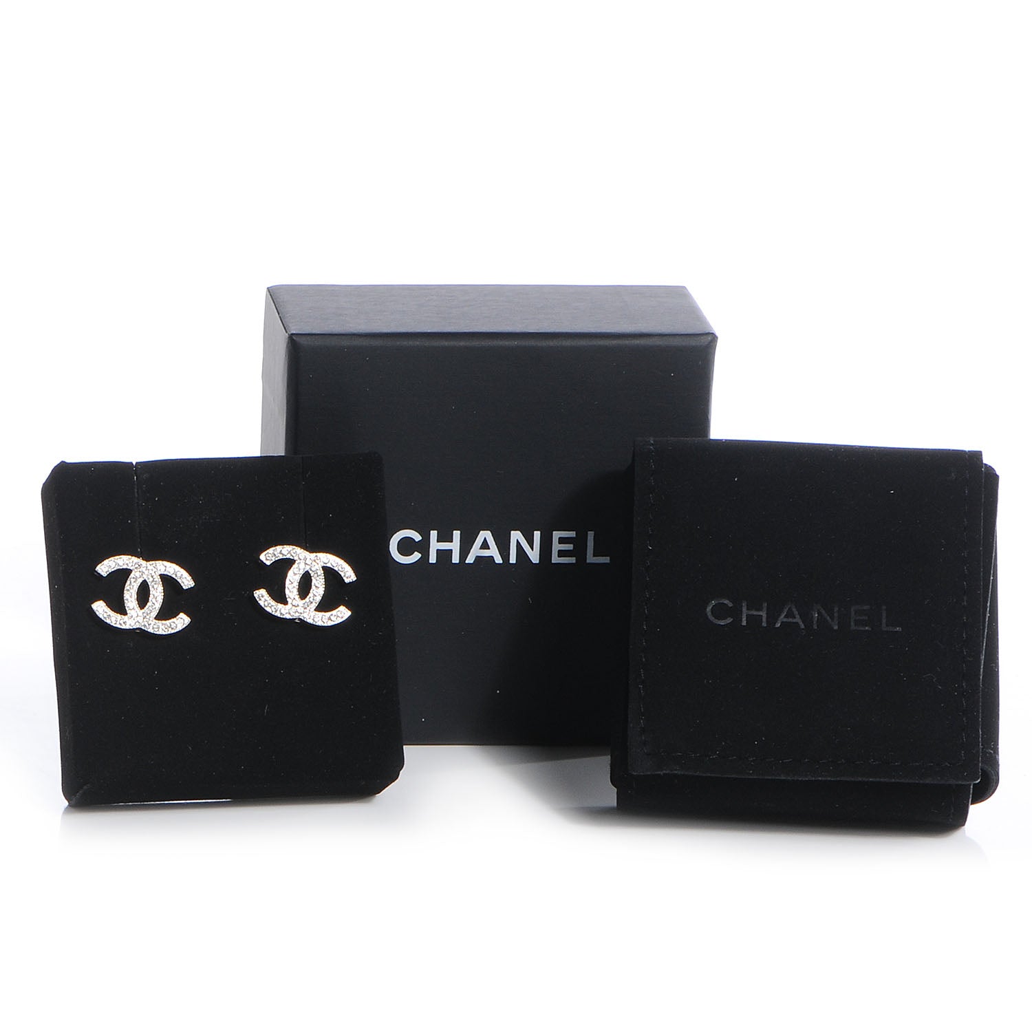 Chanel Crystal CC Earrings Silver 5 of 5