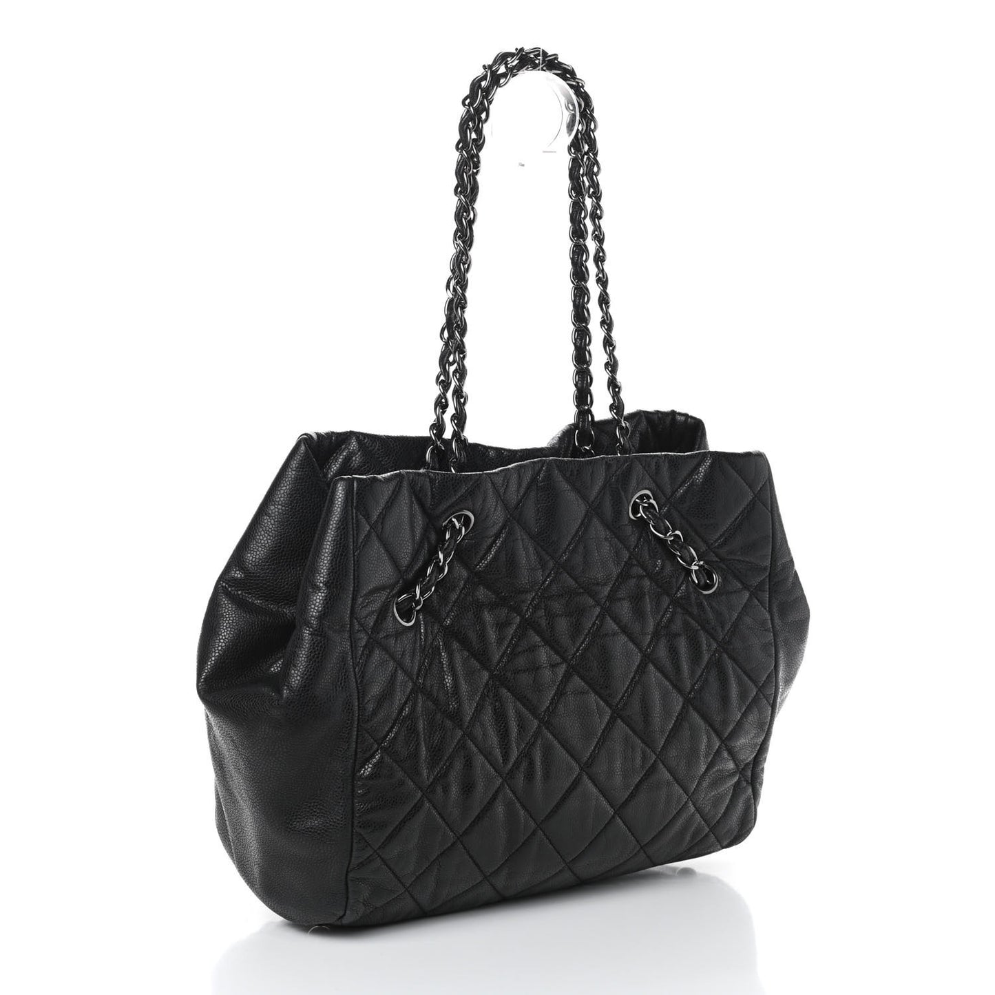 Soft Caviar Quilted Large Cells Tote Black