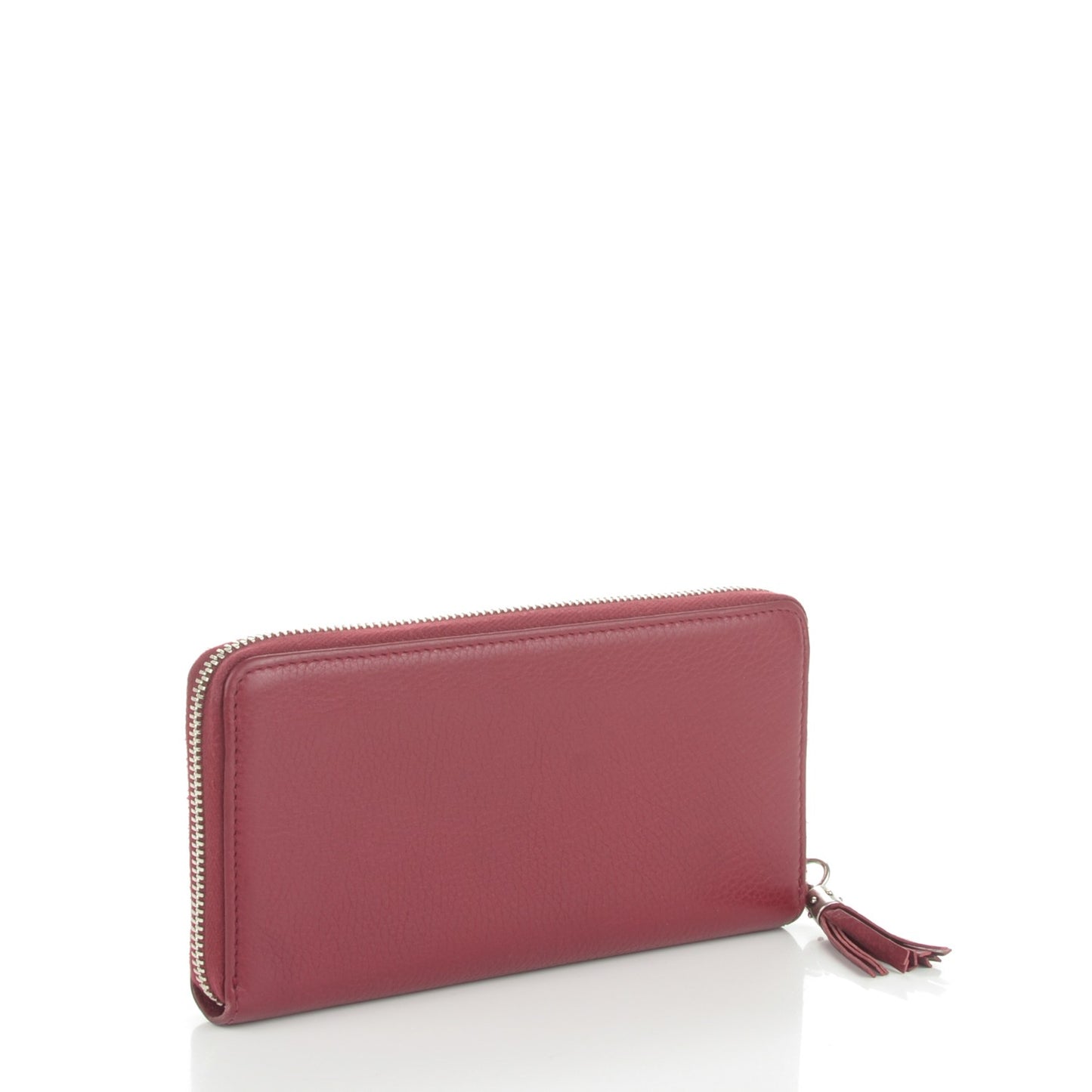 Pebbled Calfskin Studded Soho Zip Around Wallet Soft Burgundy