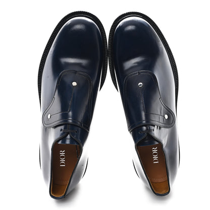 Christian Dior Calfskin Saddle Mens Lace Up Oxford Loafers 42 Navy Blue 2 of 8