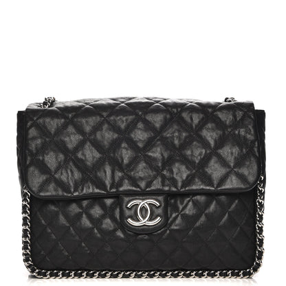 Chanel Washed Lambskin Quilted Maxi Chain Around Flap Black 1 of 8