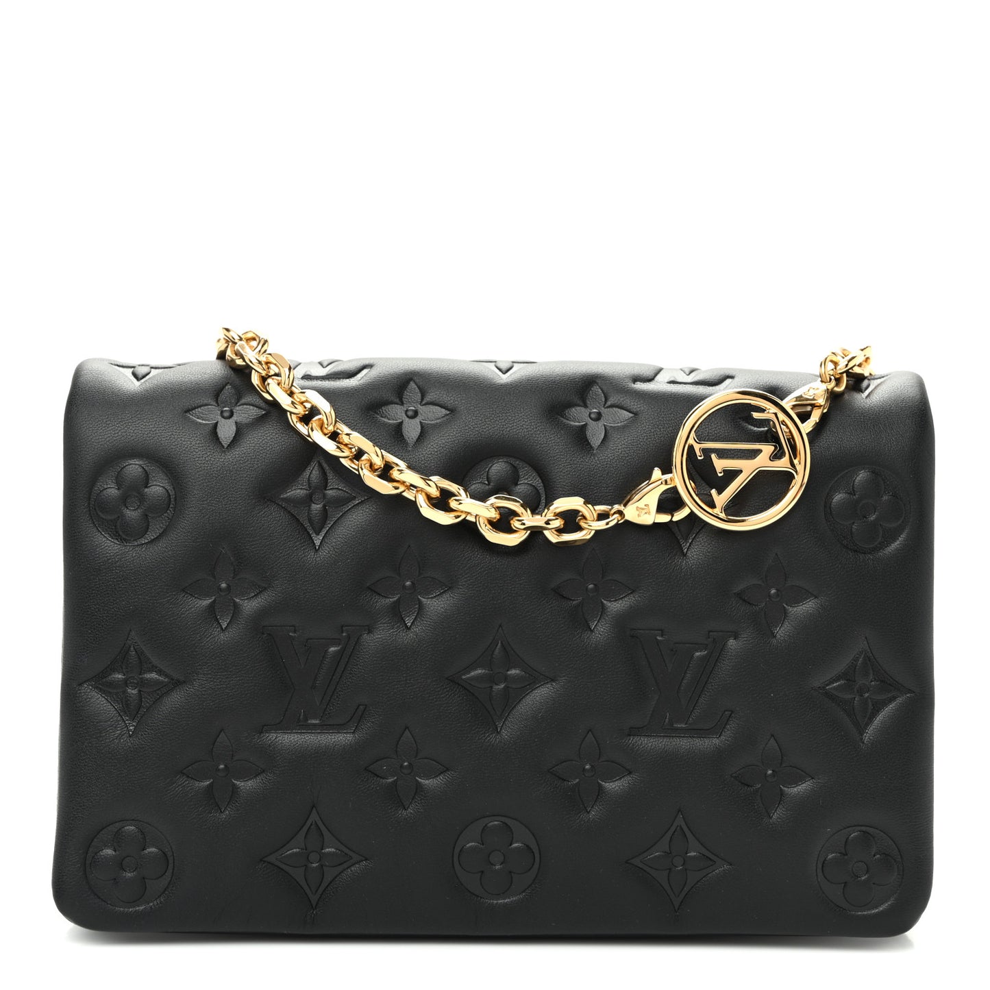 Lambskin Embossed Monogram Pochette Coussin Black