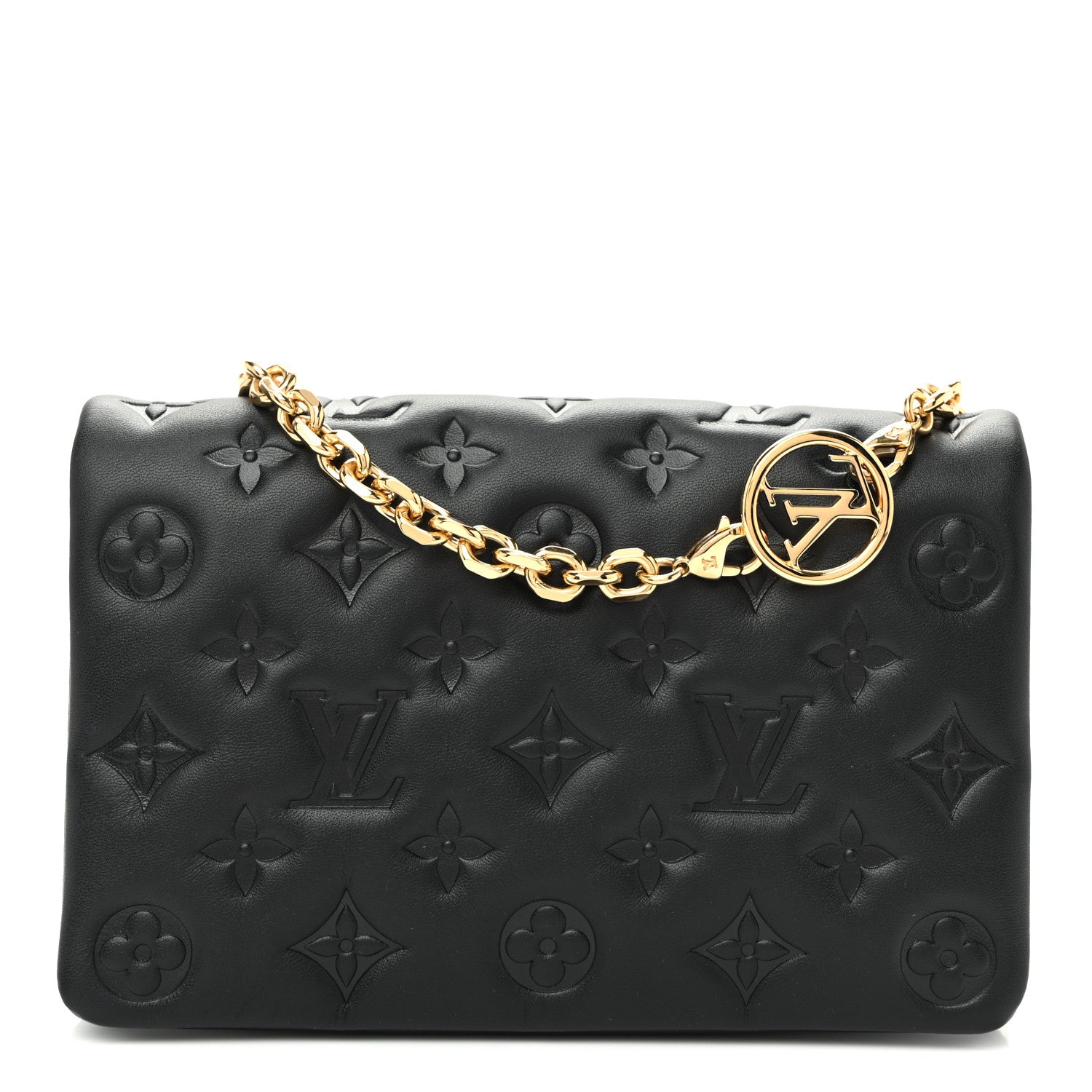 Louis Vuitton Lambskin Embossed Monogram Pochette Coussin Black 1 of 10