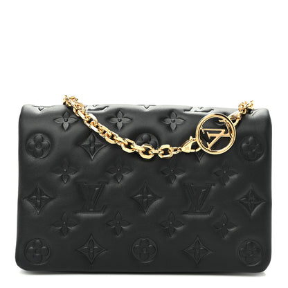 Louis Vuitton Lambskin Embossed Monogram Pochette Coussin Black 1 of 10