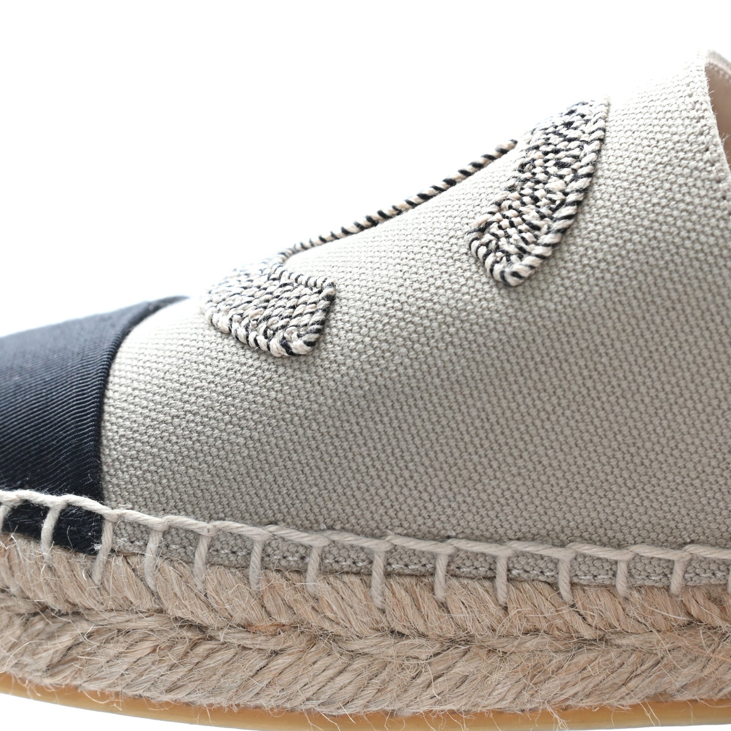 Canvas Grosgrain CC Espadrilles 38 Beige Black