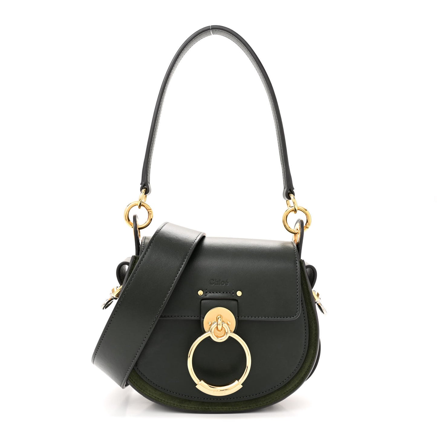 Calfskin Suede Small Tess Bag Deep Forest