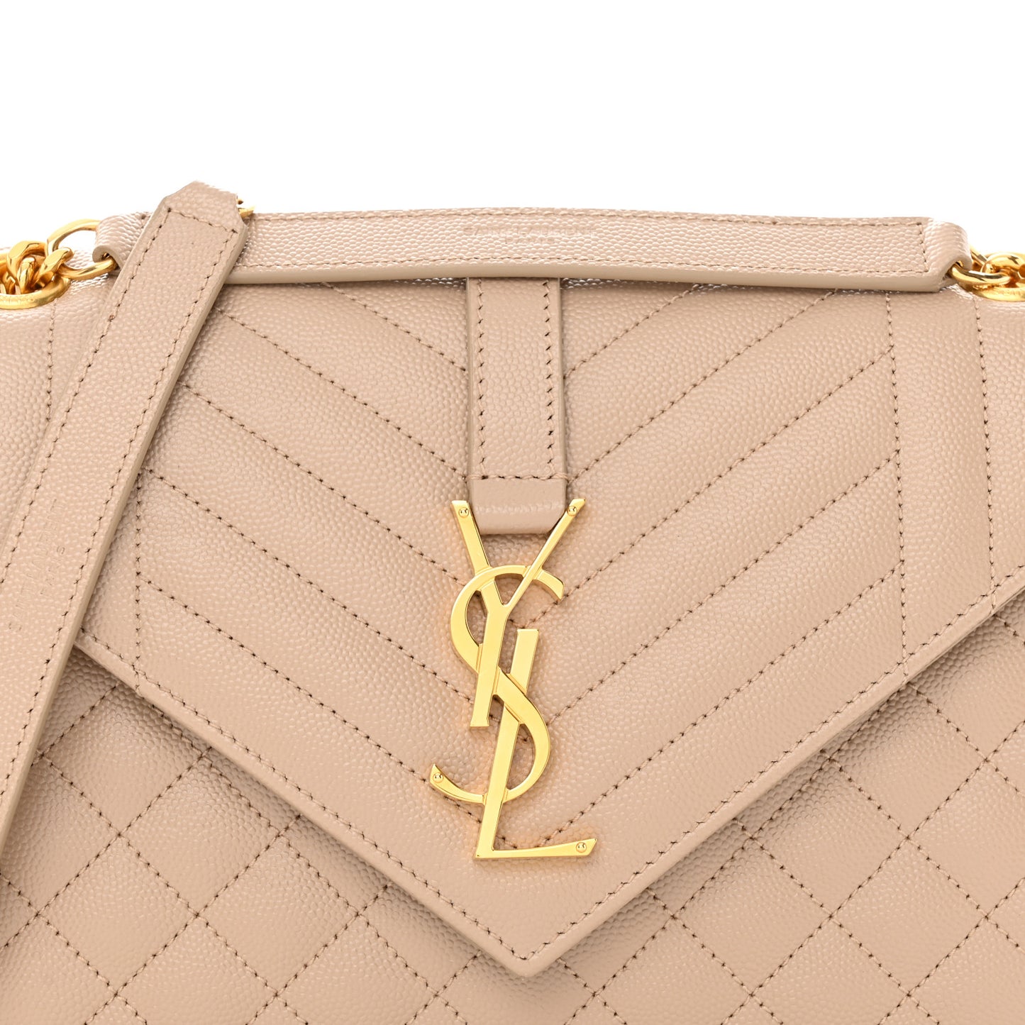 Grain De Poudre Textured Mixed Matelasse Medium Triquilt Monogram Satchel Dark Beige