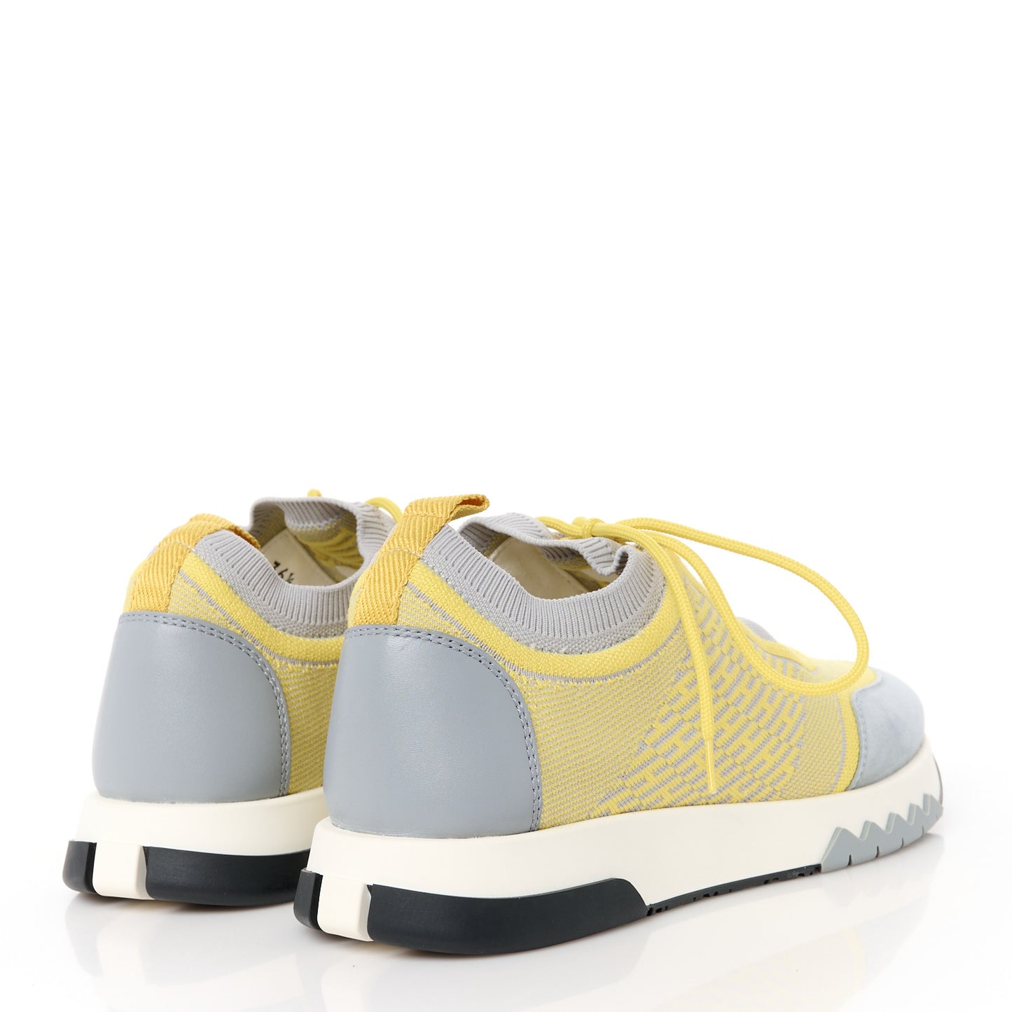 Knit Goatskin Womens Addict Sneakers 36.5 Jaune Citron Gris