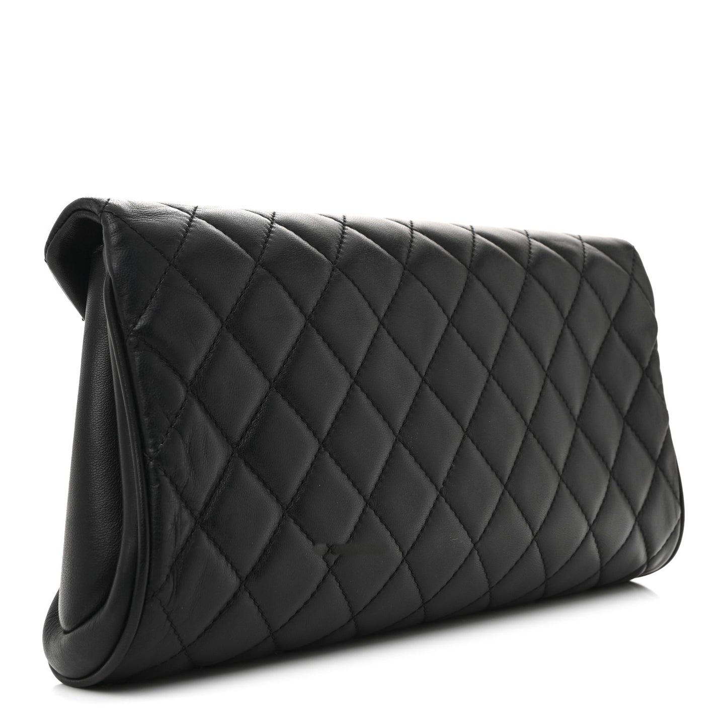 Lambskin Quilted Fold Up Again Clutch Black