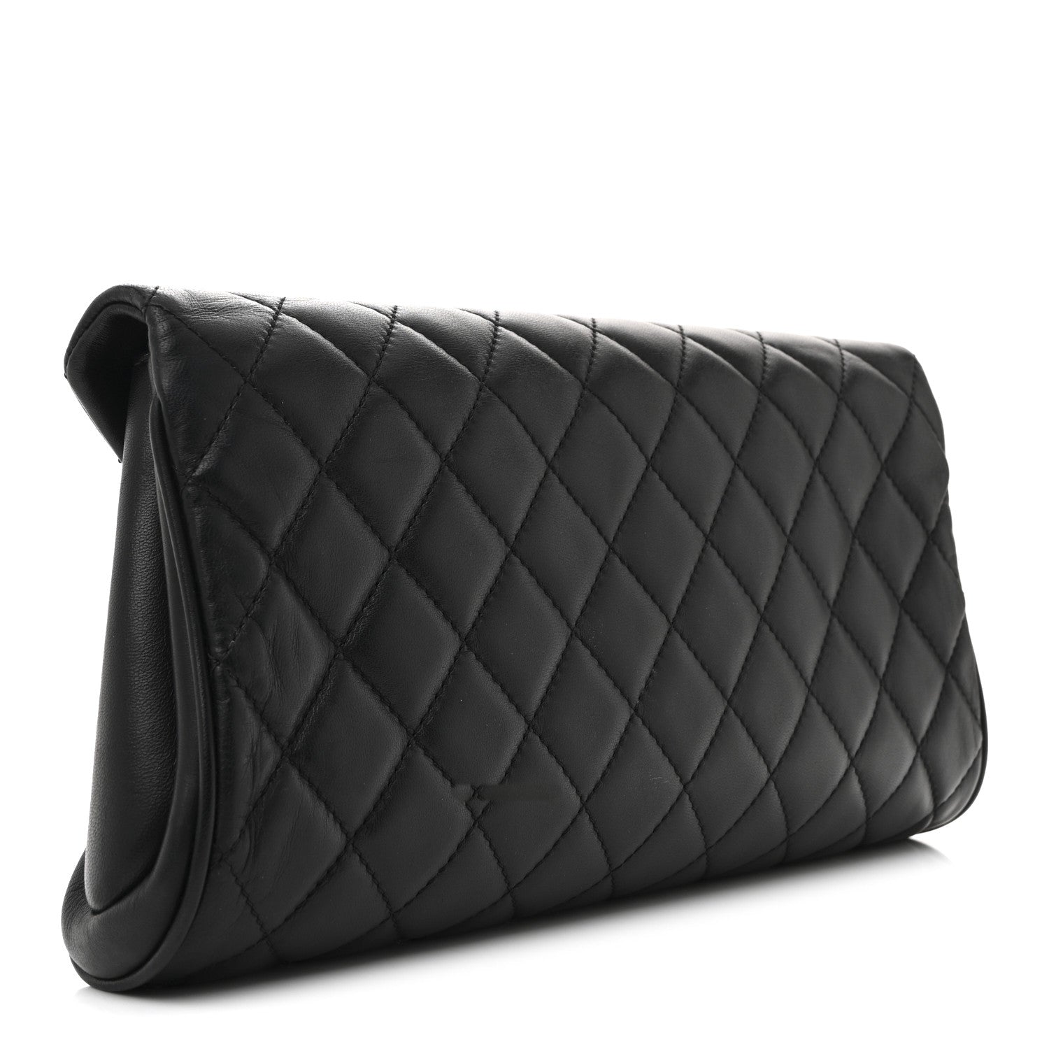 Chanel Lambskin Quilted Fold Up Again Clutch Black 3 of 8