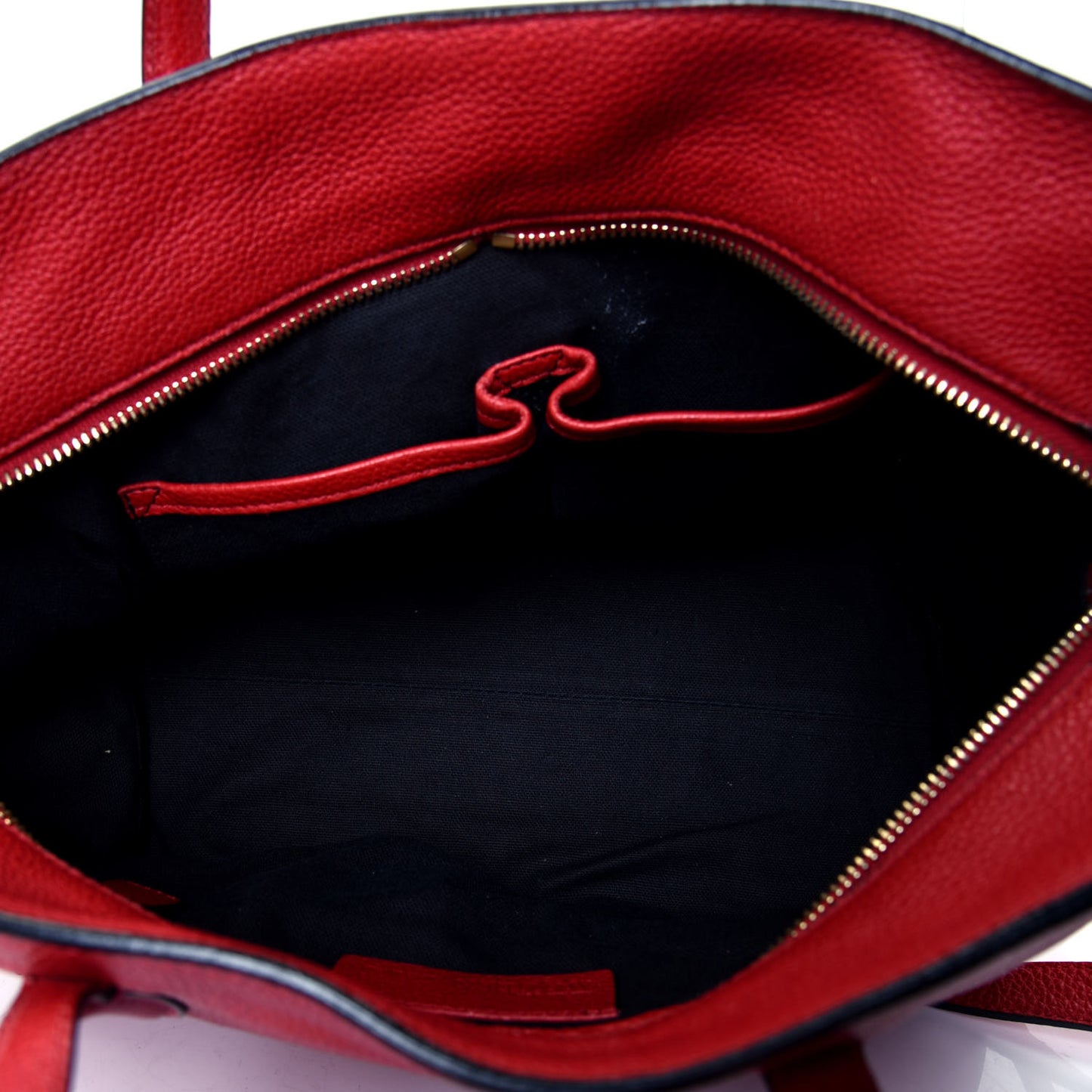 Pebbled Calfskin Small Skull Padlock Zip Around Tote Red