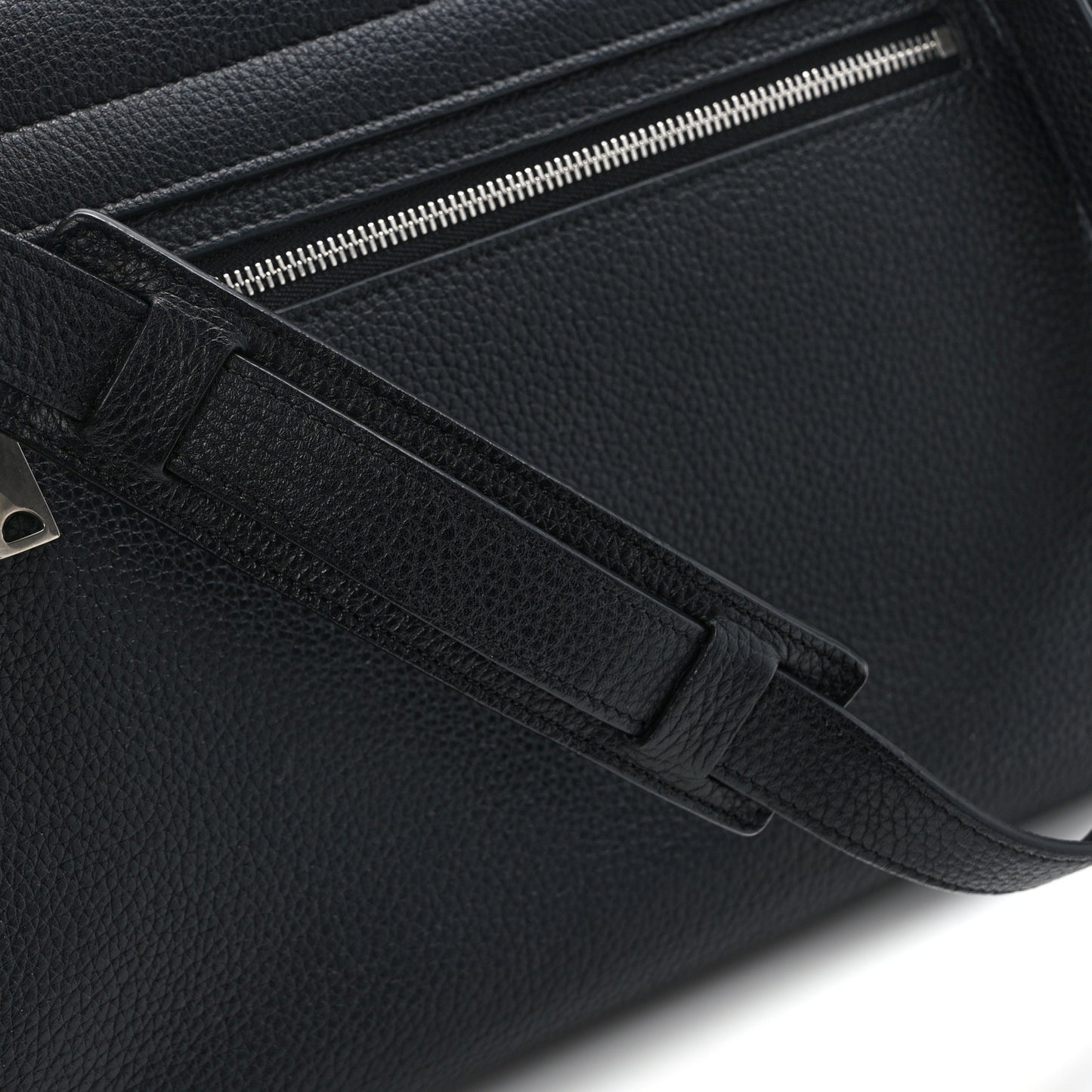 Drummed Calfskin Suede Small Trapeze Black