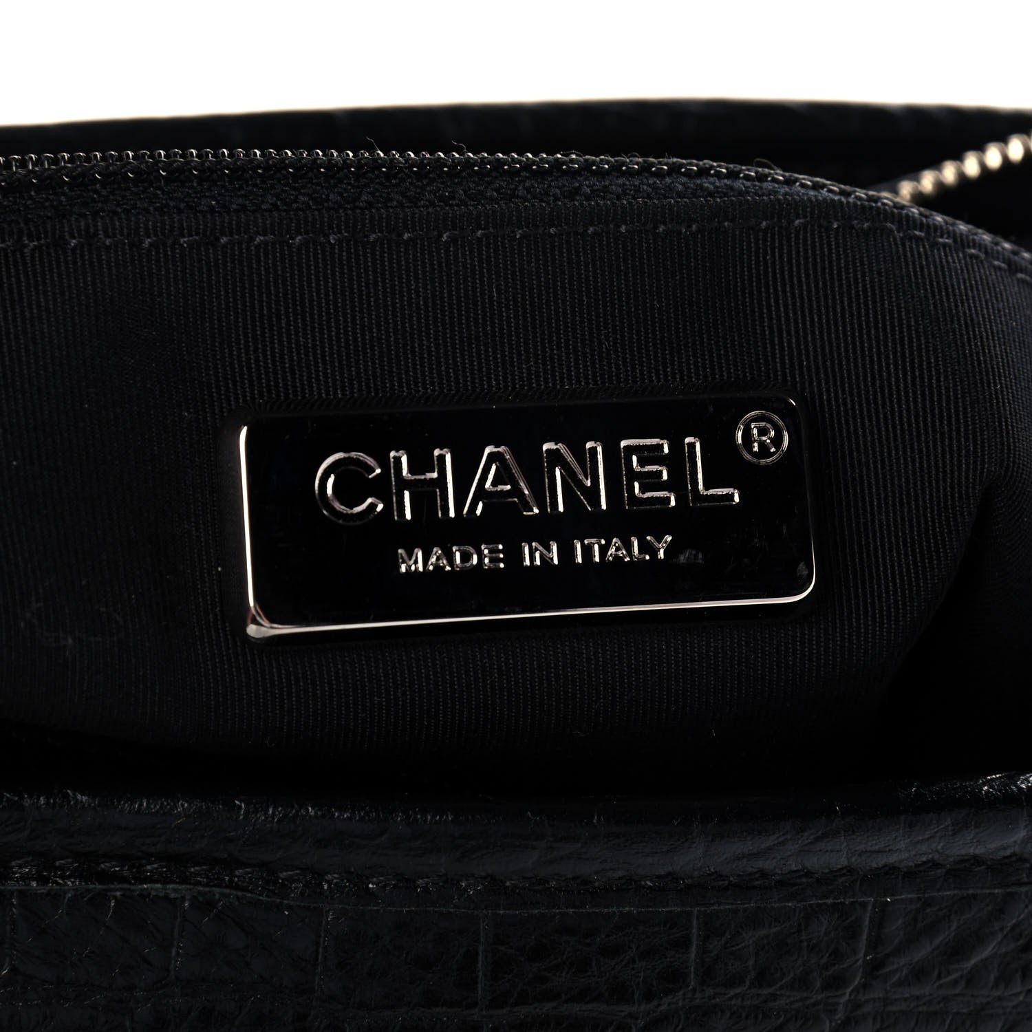 Chanel Crocodile Embossed Calfskin Medium Gabrielle Cocodile Hobo Black 6 of 13