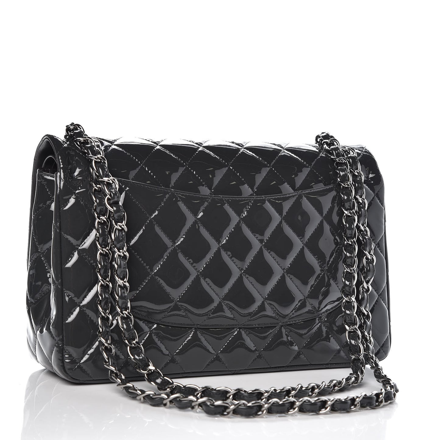 Patent Quilted Jumbo Double Flap Charcoal