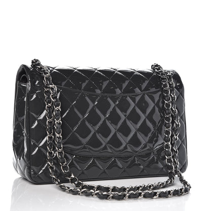 Chanel Patent Quilted Jumbo Double Flap Charcoal 3 of 8
