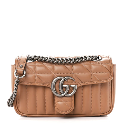 Gucci Calfskin Matelasse Aria Mini GG Marmont Shoulder Bag Camelia 1 of 11